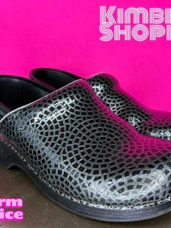 Dansko Shoes - Dansko Professional Patent Gray Leather Mosaic Design Clog EU 41